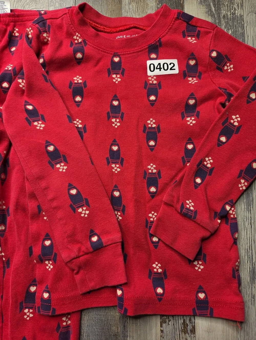 Janie And Jack Boys Toddler 4 Pajamas PJs Sleepwear Red Rocketships Hearts